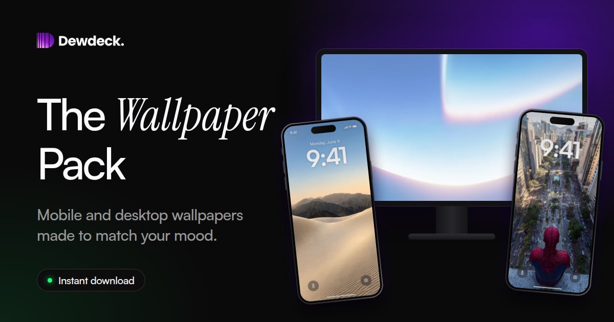 Phone and desktop wallpapers from the Dewdeck Wallpaper Pack